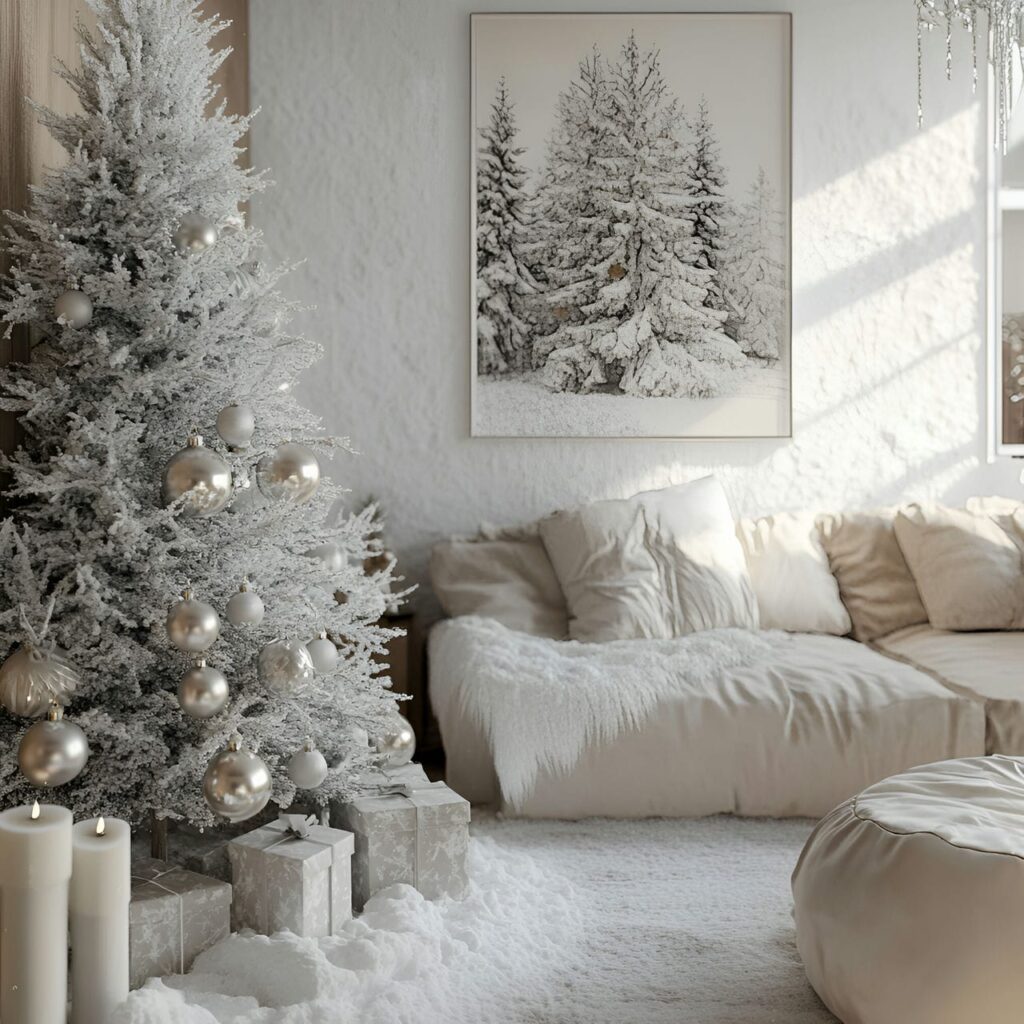 03. Frosted White & Silver Tree with Delicate Snow Finish