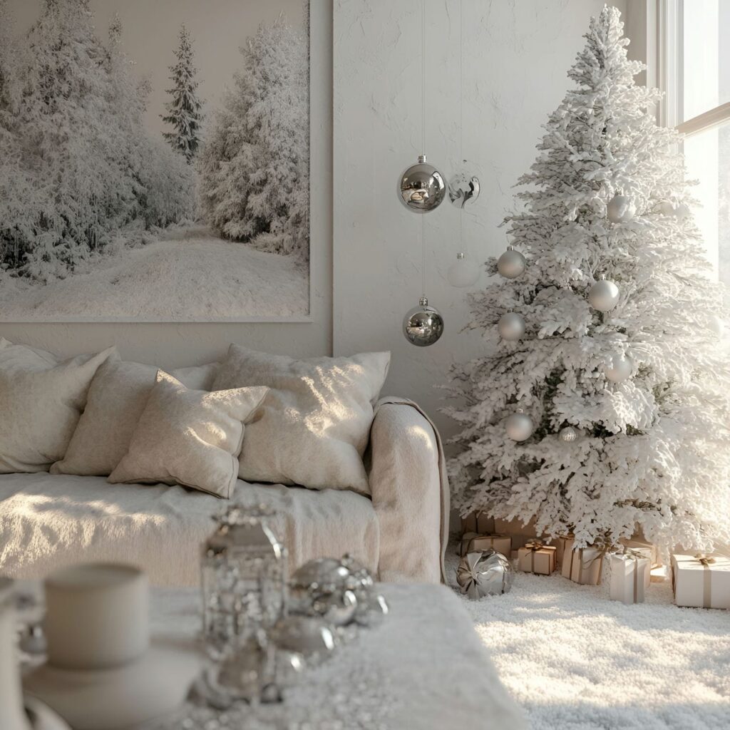 03. Frosted White & Silver Tree with Delicate Snow Finish