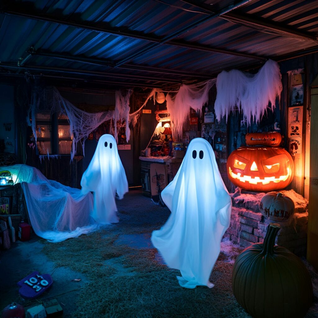 05. Ghostly Garage Curtain with Floating Ghosts