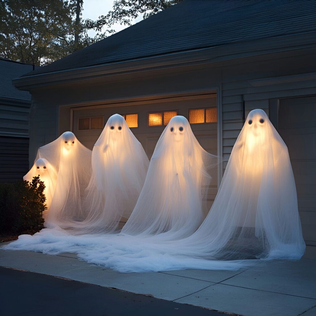 05. Ghostly Garage Curtain with Floating Ghosts