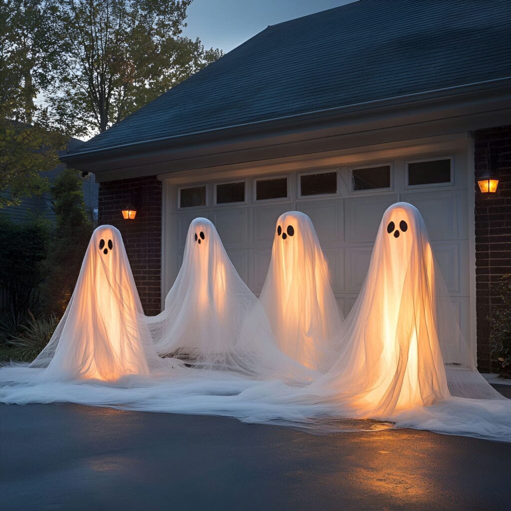 05. Ghostly Garage Curtain with Floating Ghosts