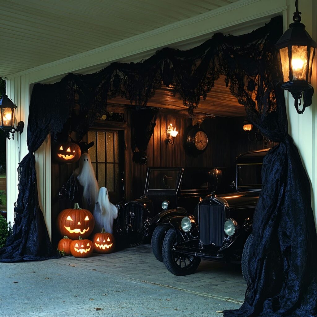 20. Ghostly Victorian Manor Garage with Antique Furniture and Curtains