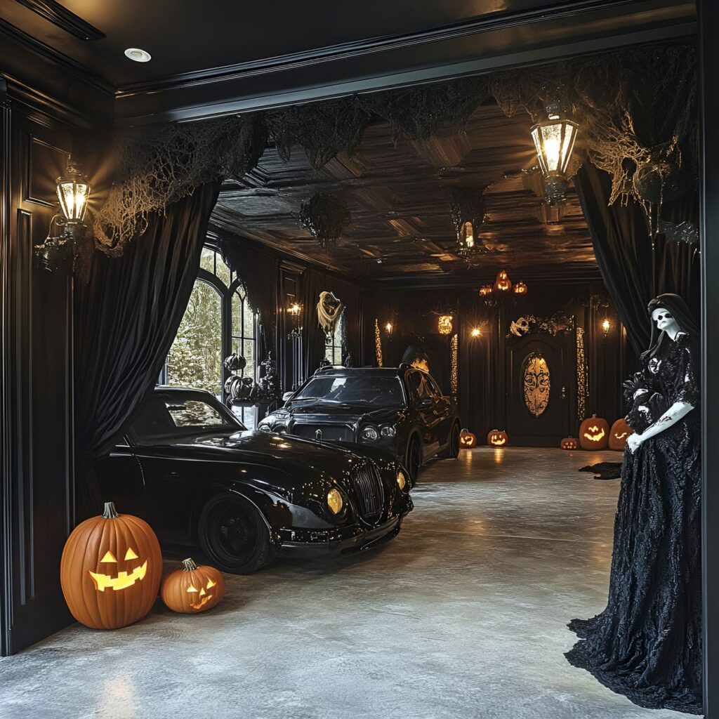 20. Ghostly Victorian Manor Garage with Antique Furniture and Curtains