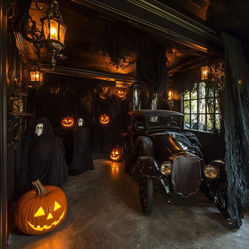 20. Ghostly Victorian Manor Garage with Antique Furniture and Curtains