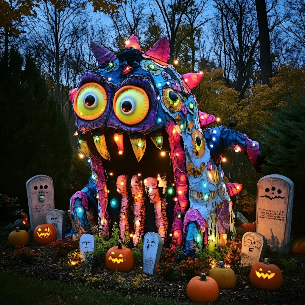 15. Giant Monster in the Garden with Recycled Materials and LEDs