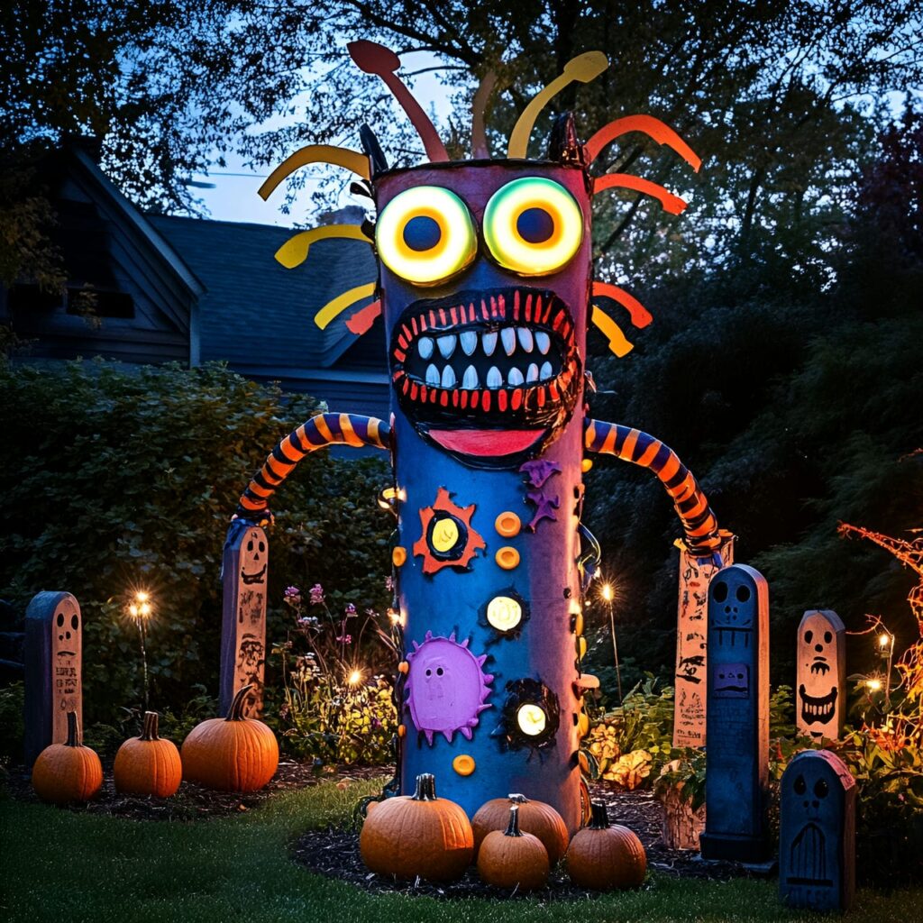 15. Giant Monster in the Garden with Recycled Materials and LEDs