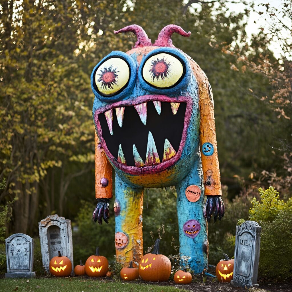 15. Giant Monster in the Garden with Recycled Materials and LEDs