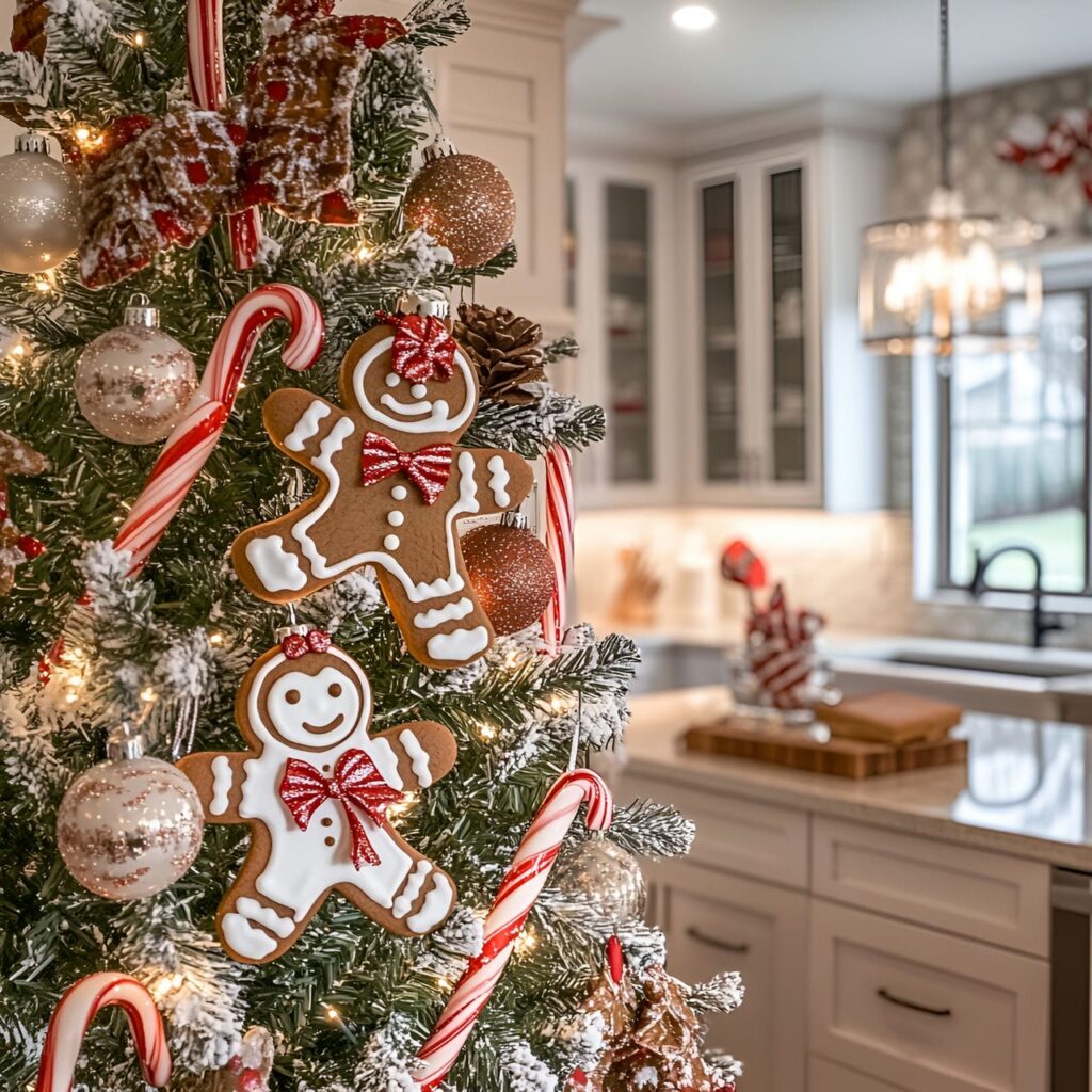 06. Gingerbread Whimsical Christmas Tree With Candy Cane Details