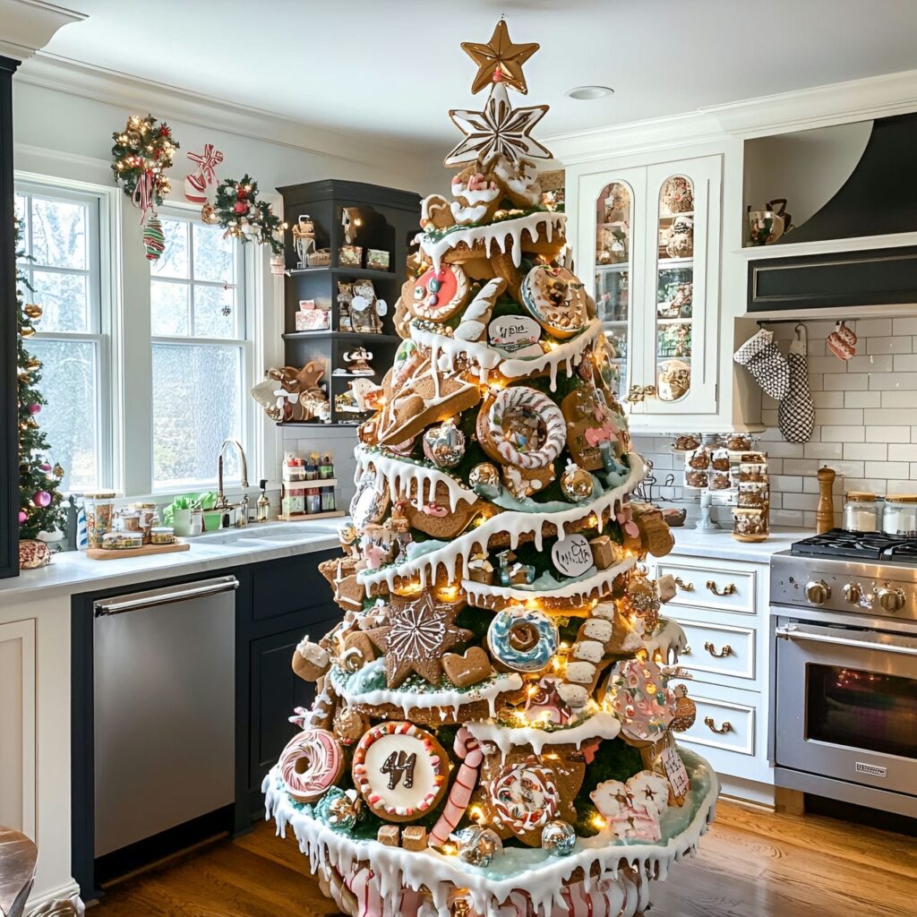 06. Gingerbread Whimsical Christmas Tree With Candy Cane Details