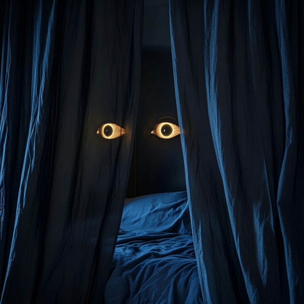 08. Glowing Eyes Behind Curtains with Spooky LED Lighting