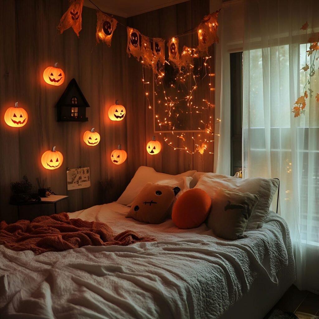 01. Glowing Pumpkin String Lights with Cozy Halloween Glow