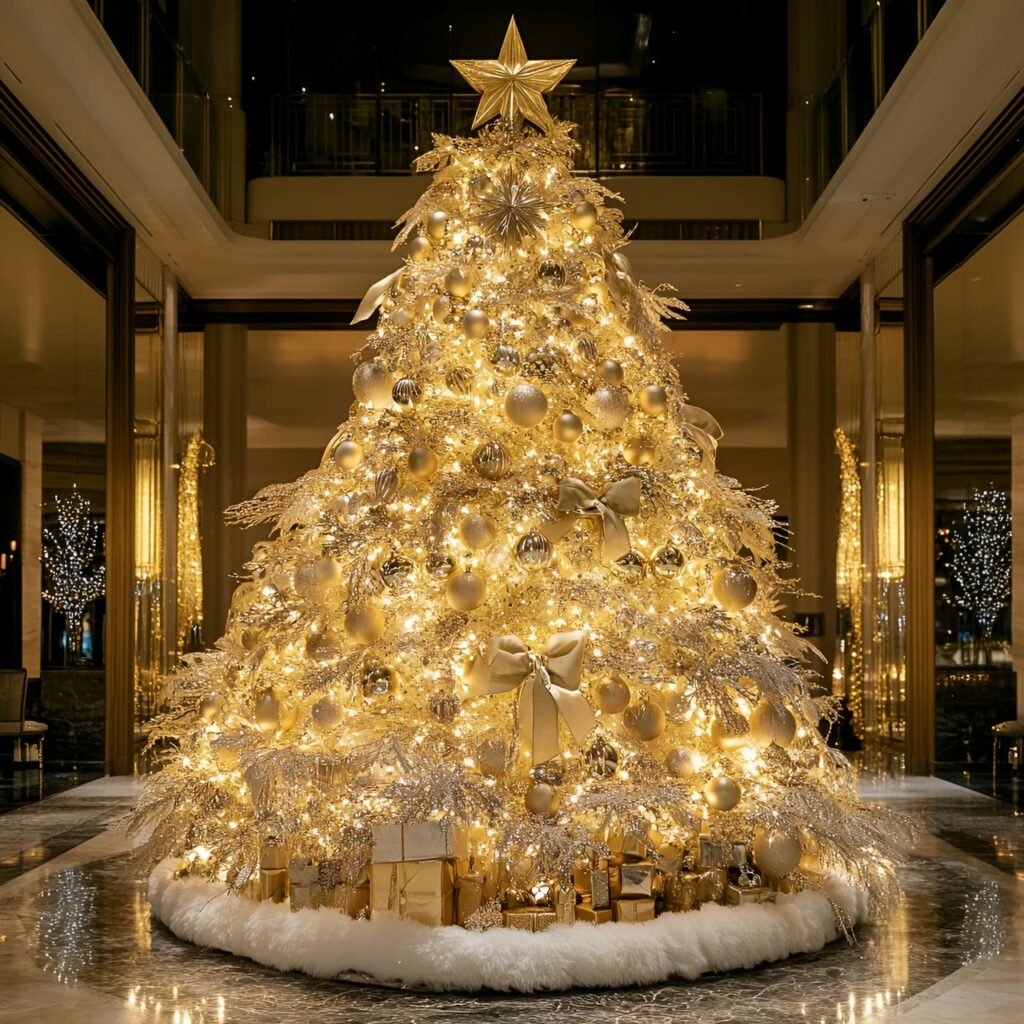 29. Gold & Glam Tree with Jeweled Ornaments for Luxury