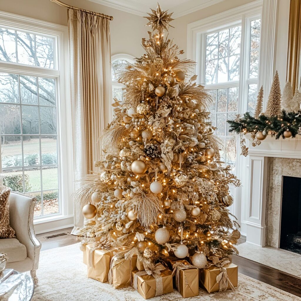 29. Gold & Glam Tree with Jeweled Ornaments for Luxury