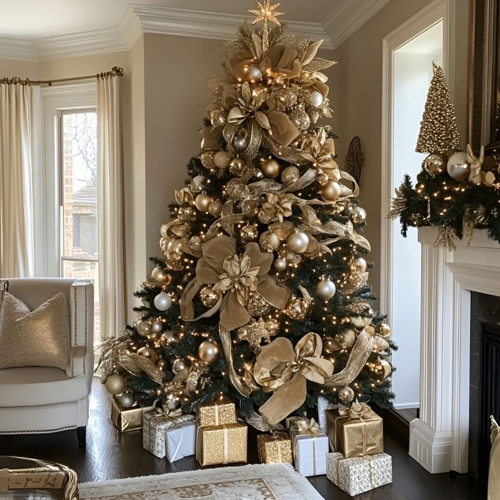 09. Gold & Glam Tree with Pearl Accents for Luxury