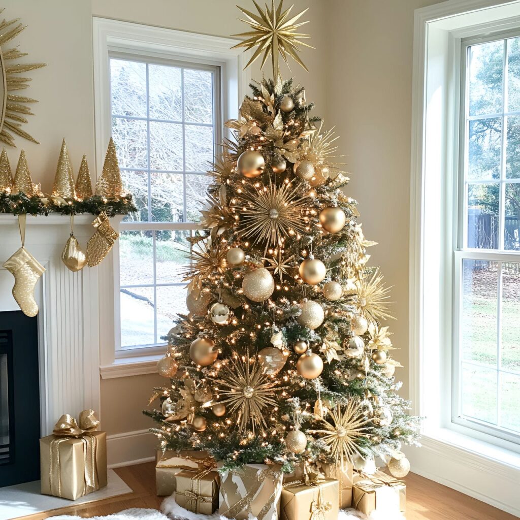 07. Gold & Glam Tree with Starburst Ornaments for Radiance