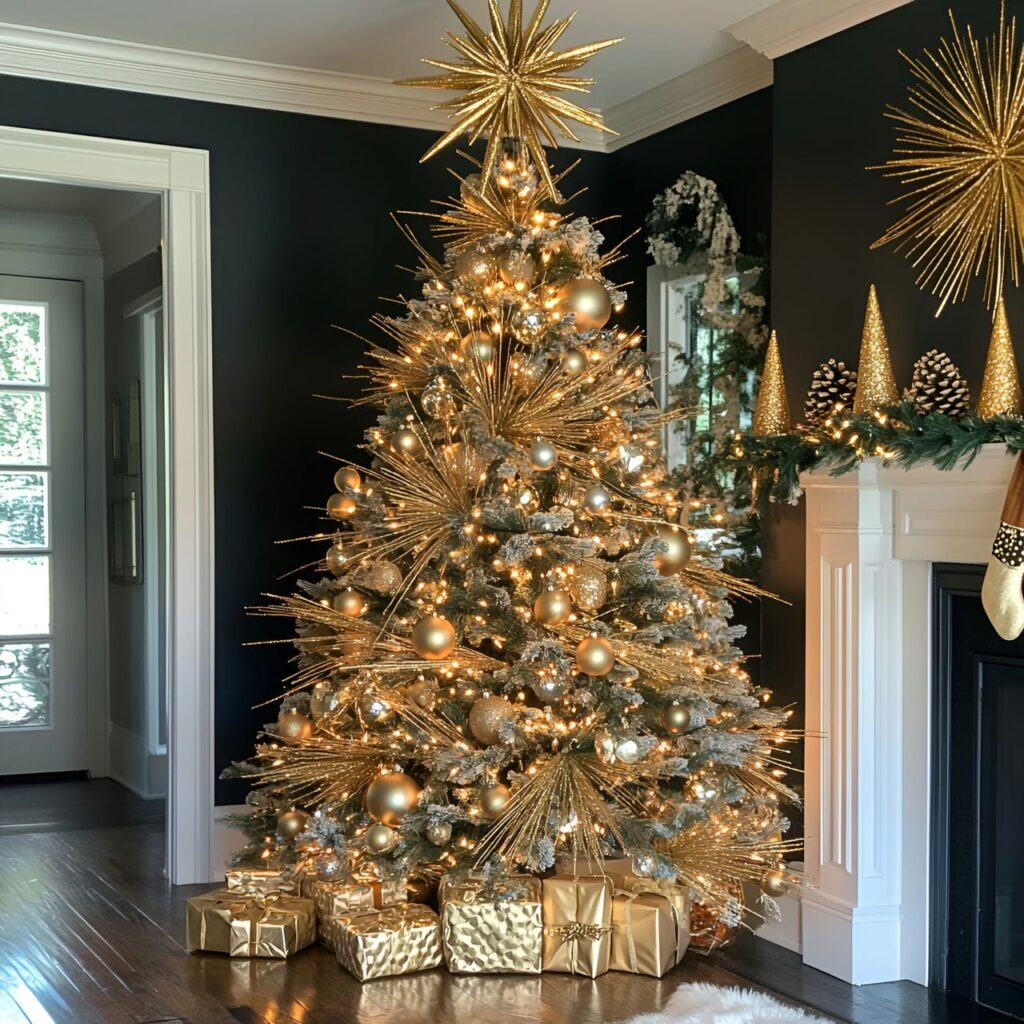 07. Gold & Glam Tree with Starburst Ornaments for Radiance