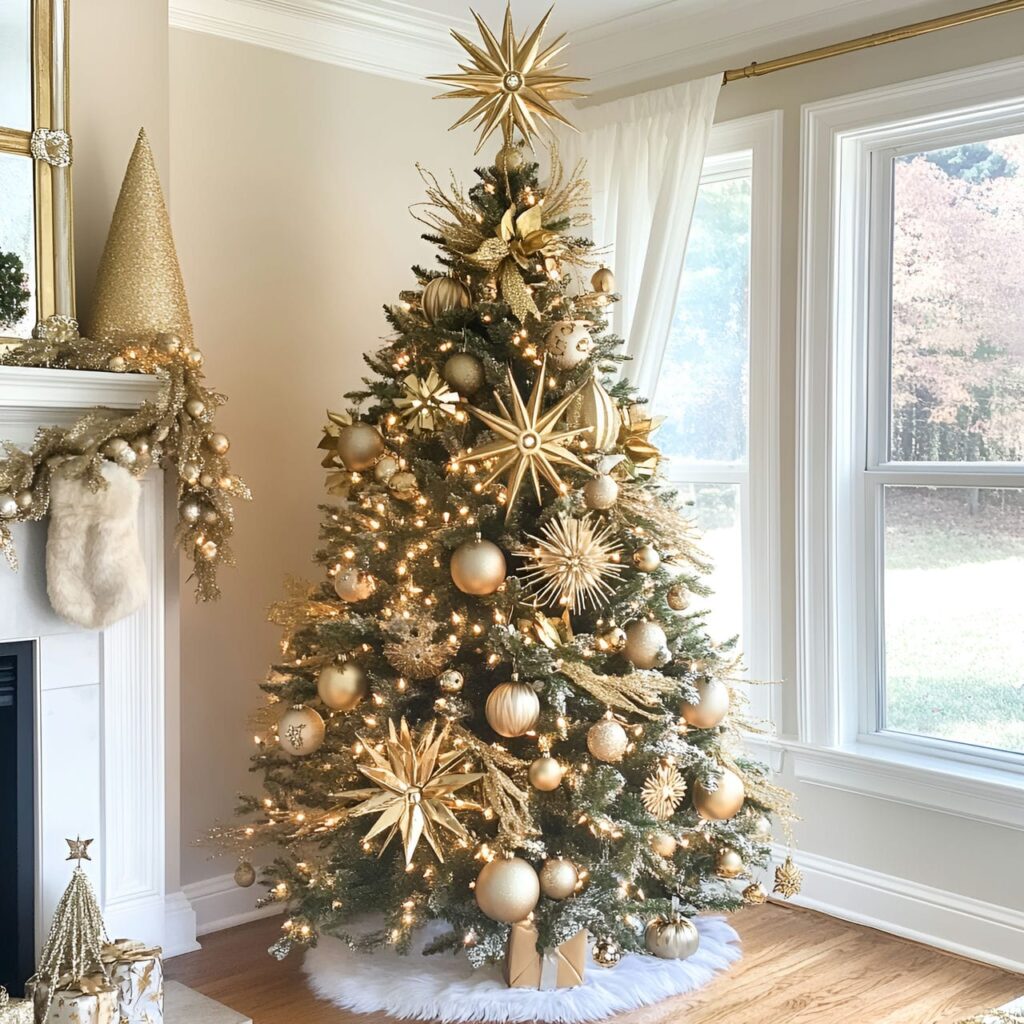 07. Gold & Glam Tree with Starburst Ornaments for Radiance