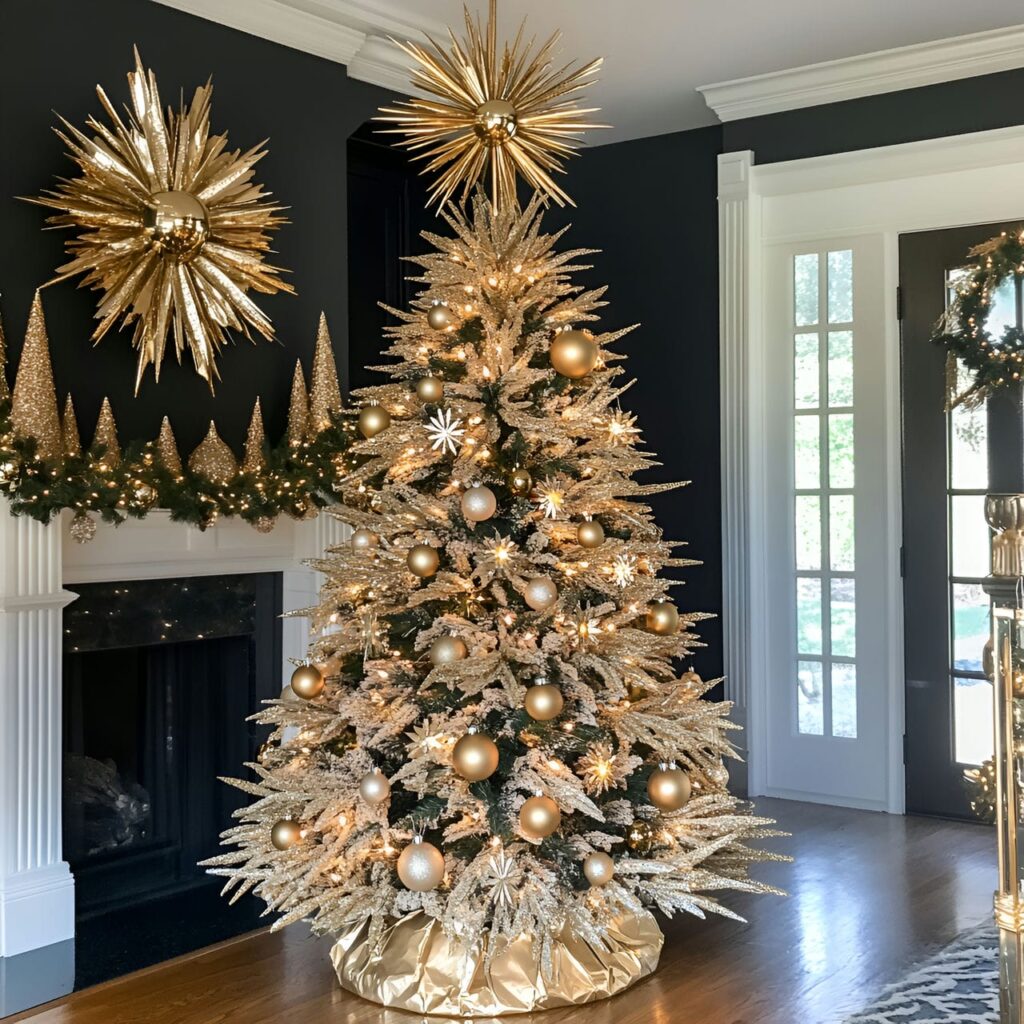 07. Gold & Glam Tree with Starburst Ornaments for Radiance