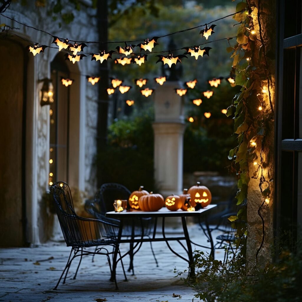 07. Halloween String Light Magic with Bat and Pumpkin Shapes