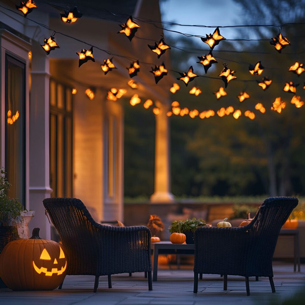 07. Halloween String Light Magic with Bat and Pumpkin Shapes