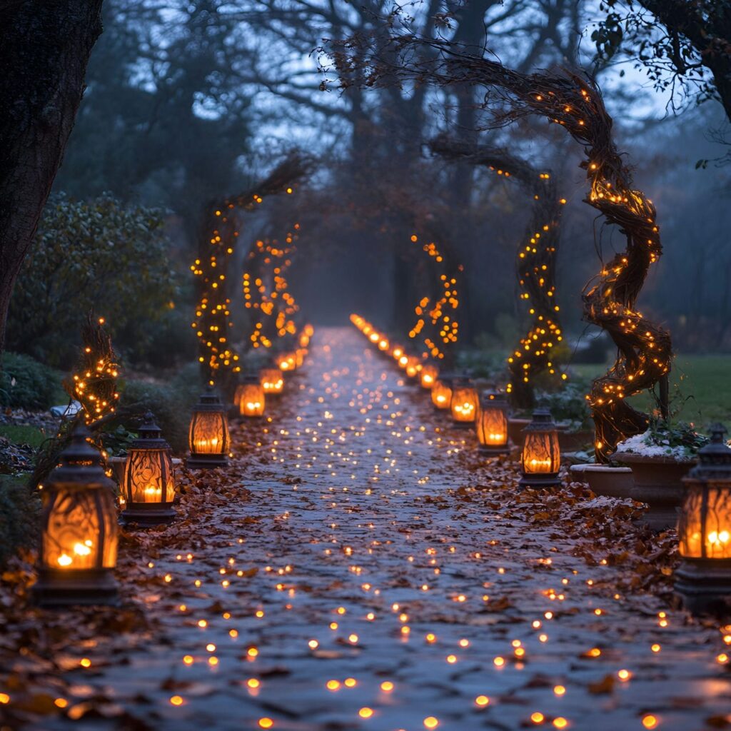 13. Haunted Forest Path with Twisted Branches and Fog Effects