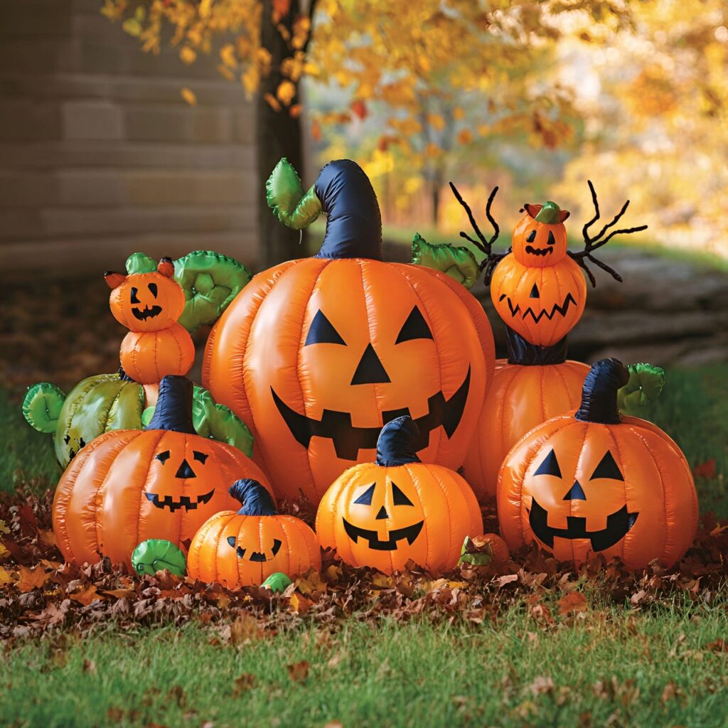 19. Inflatable Pumpkin Patch with Glow-in-the-Dark Spiders