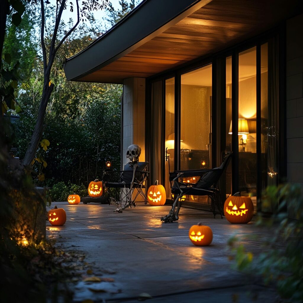 22. Jack-o'-Lantern Path Markers with Illuminated Candles