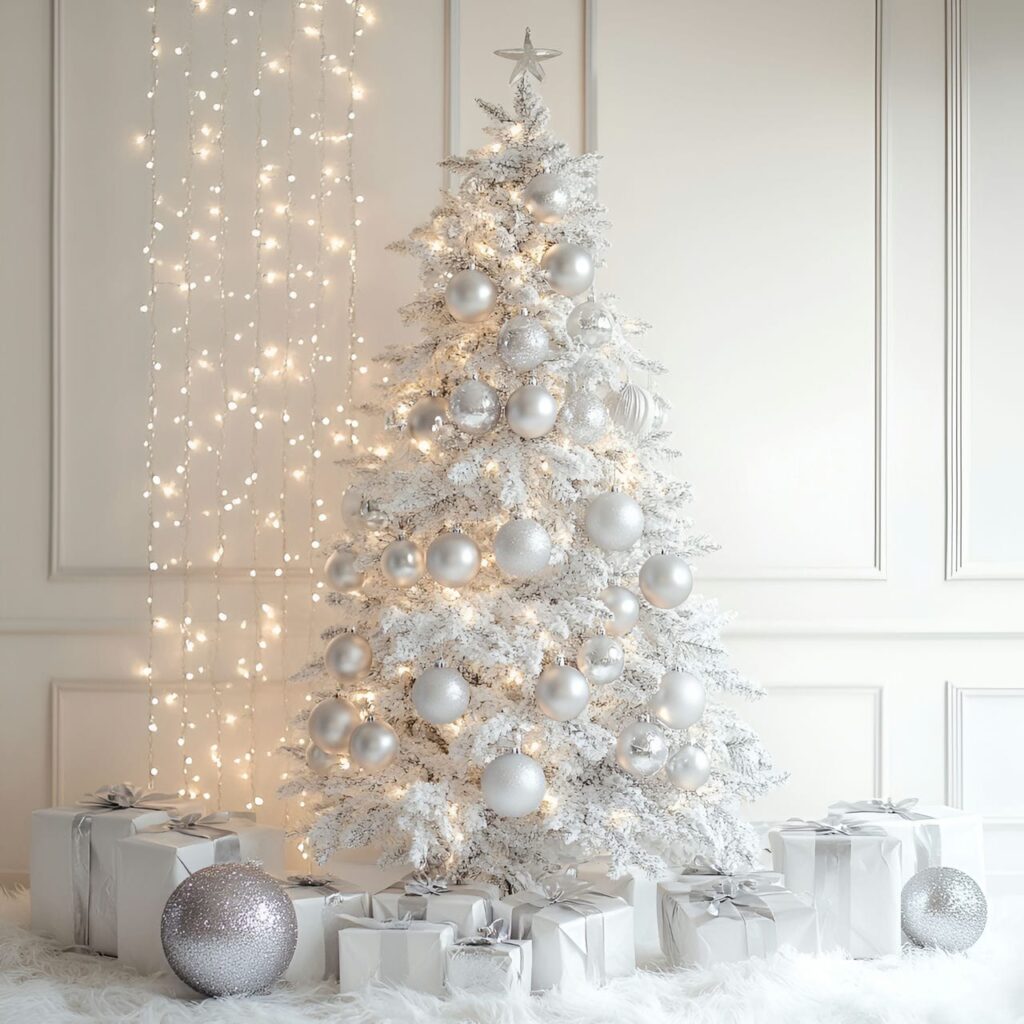 04. Luxury White & Silver Décor with Metallic Baubles