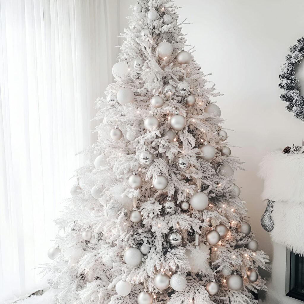 04. Luxury White & Silver Décor with Metallic Baubles