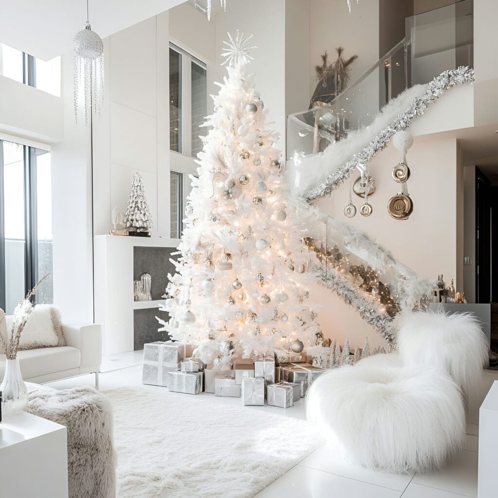 04. Luxury White & Silver Décor with Metallic Baubles