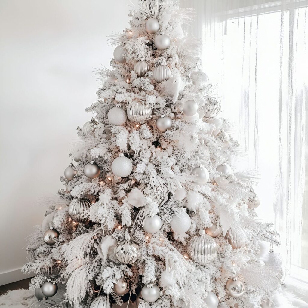 04. Luxury White & Silver Décor with Metallic Baubles