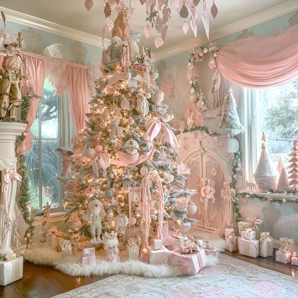 07. Pastel Fairy Tale Tree With Delicate Ribbons and Sparkling Lights