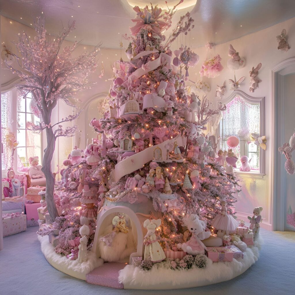 07. Pastel Fairy Tale Tree With Delicate Ribbons and Sparkling Lights