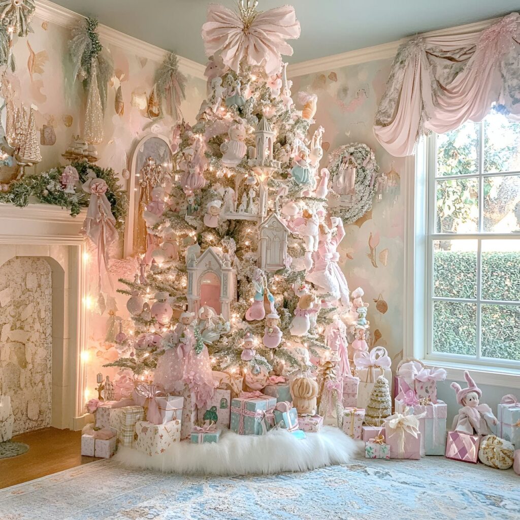 07. Pastel Fairy Tale Tree With Delicate Ribbons and Sparkling Lights