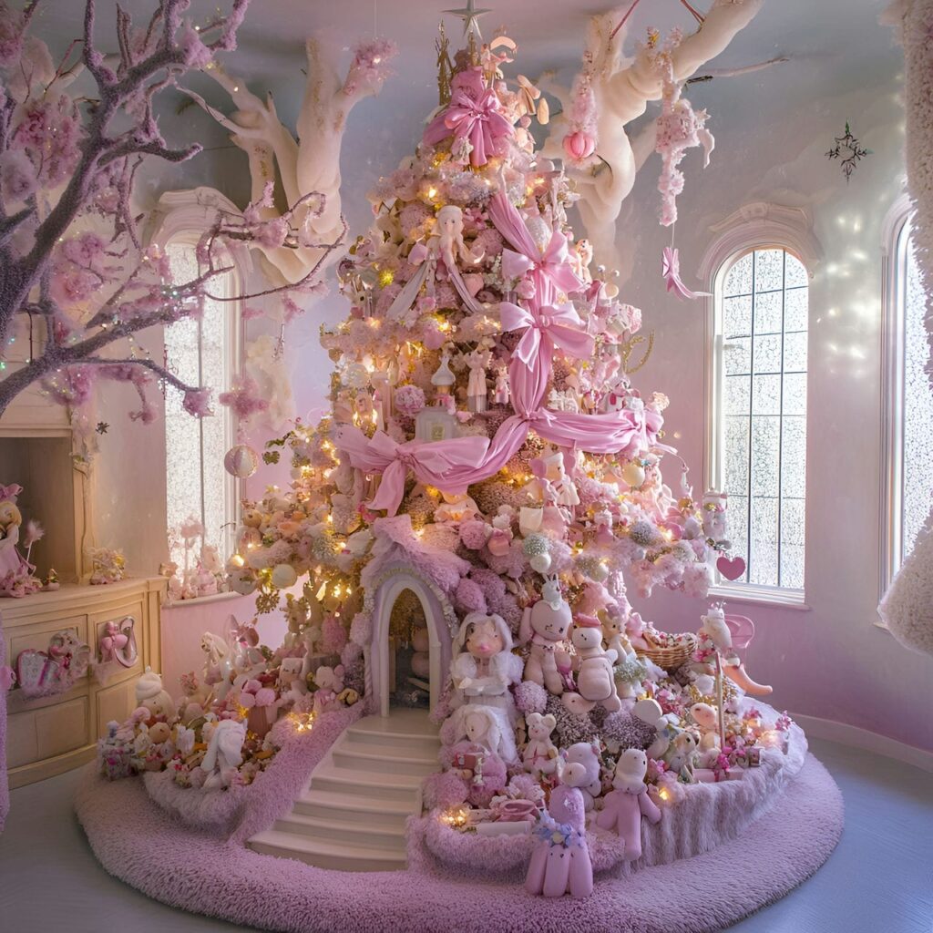 07. Pastel Fairy Tale Tree With Delicate Ribbons and Sparkling Lights