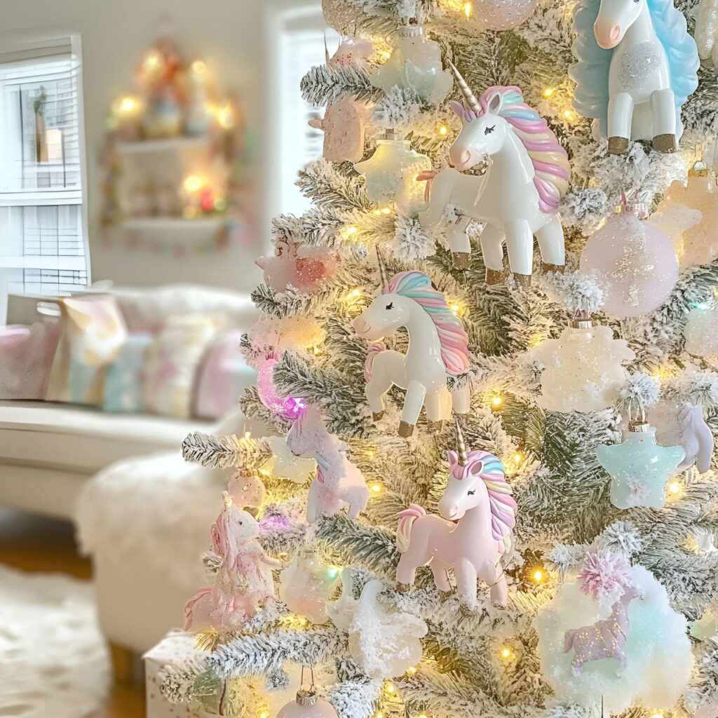 03. Rainbow Unicorn Dream Tree With Pastel Garlands and Unicorns