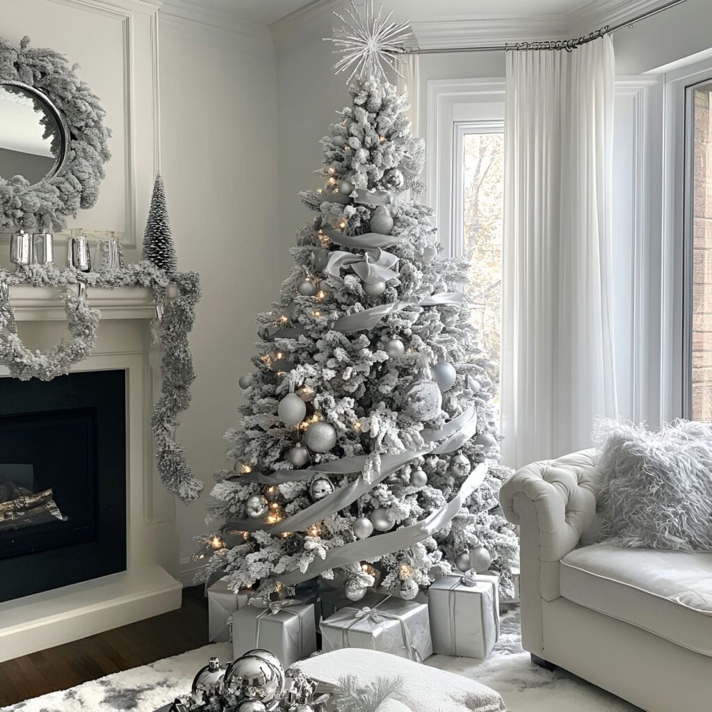 07. Silver Ribbon Tree with Metallic Ornament Details