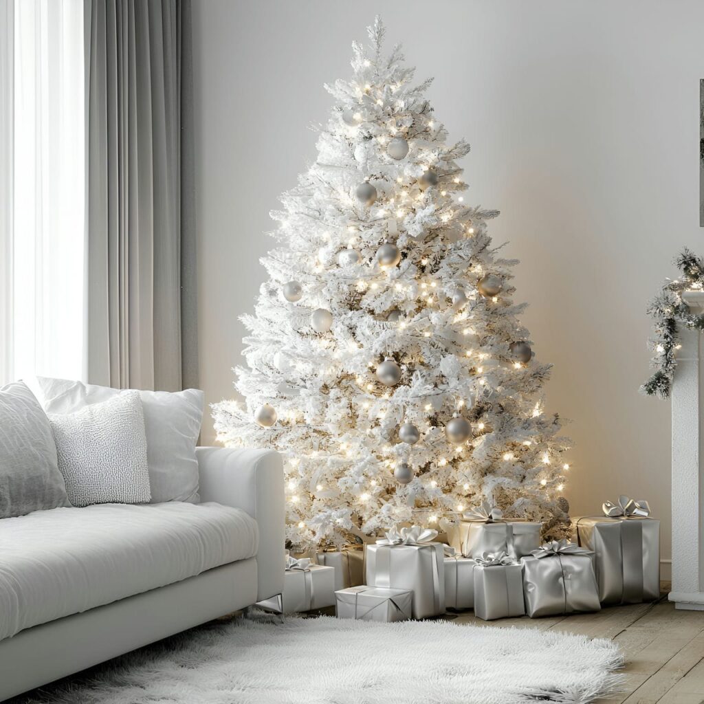 07. Silver Ribbon Tree with Metallic Ornament Details