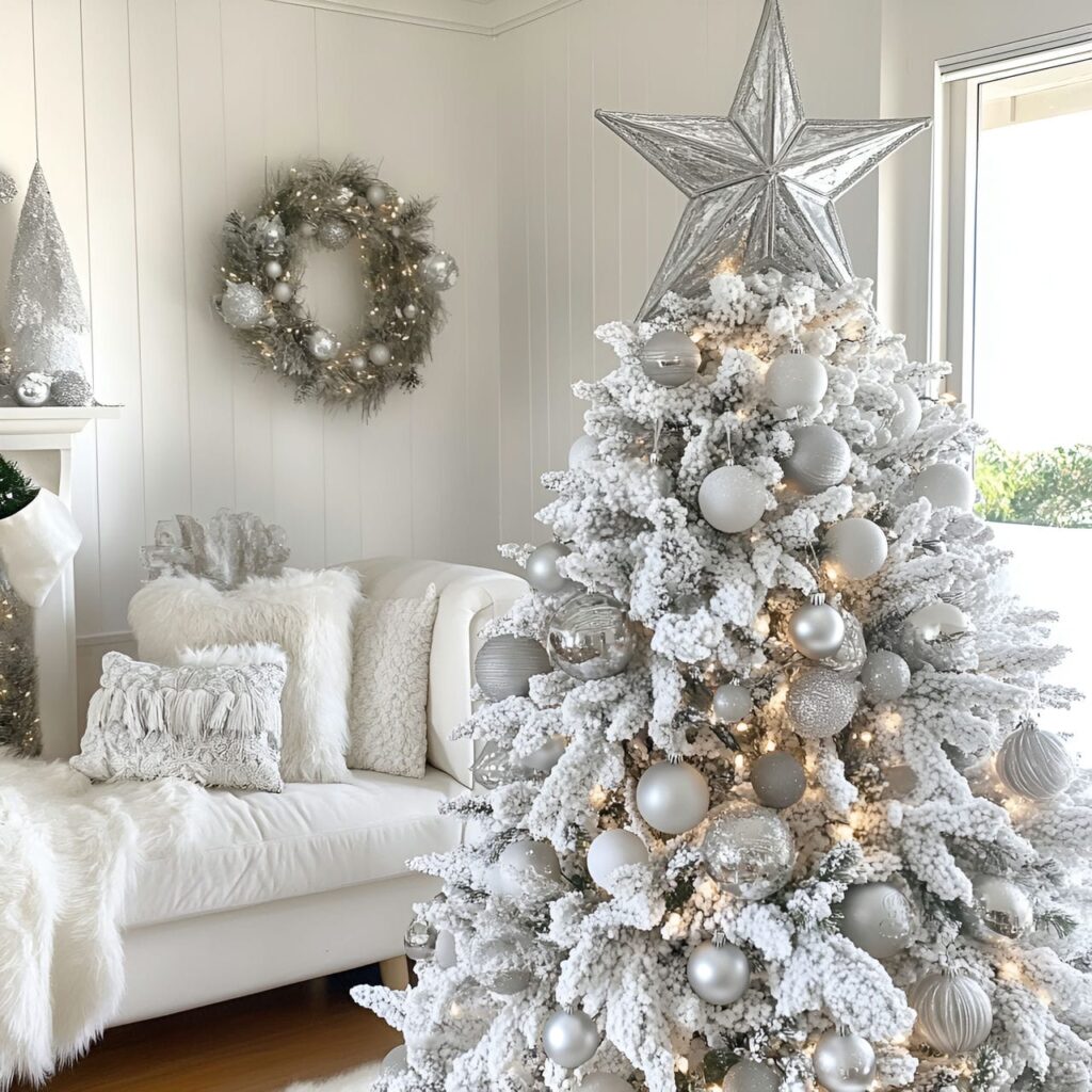 14. Silver Star Tree with Large Striking Topper