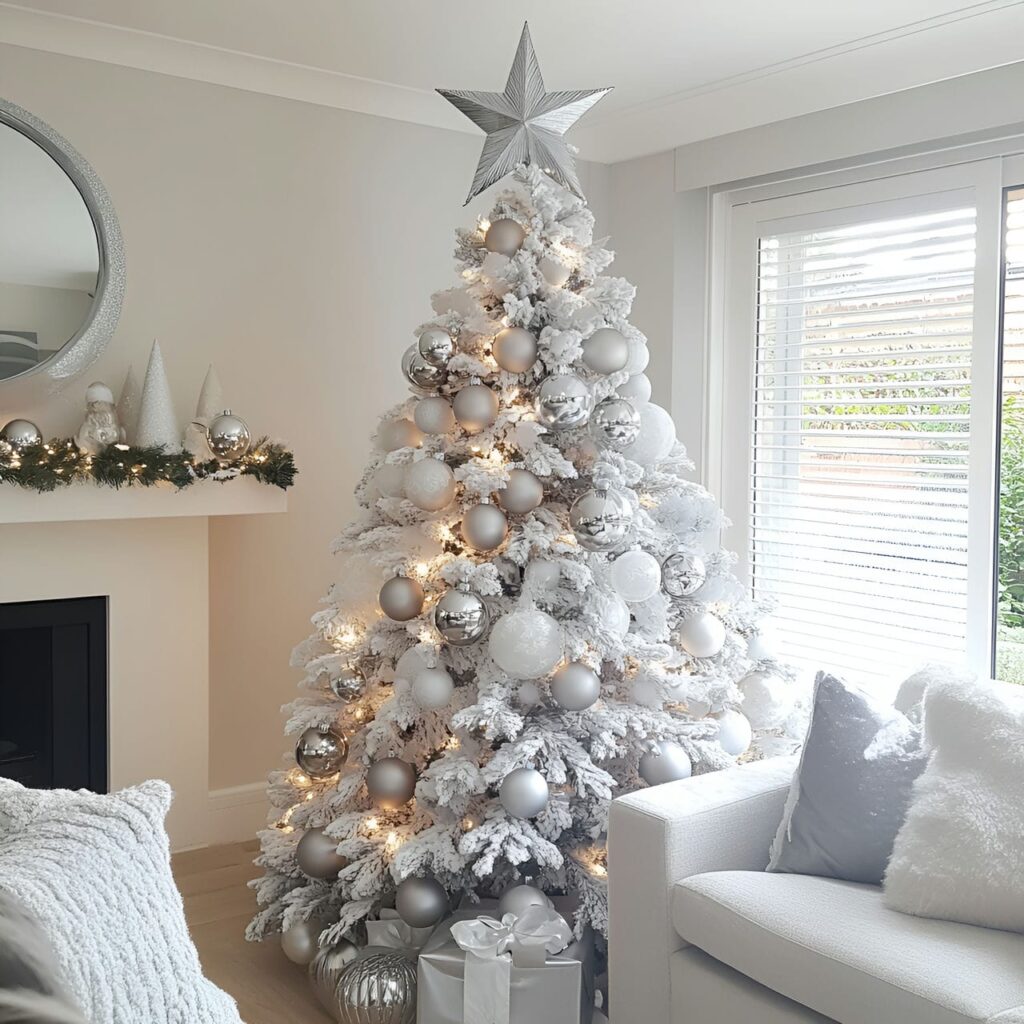 14. Silver Star Tree with Large Striking Topper