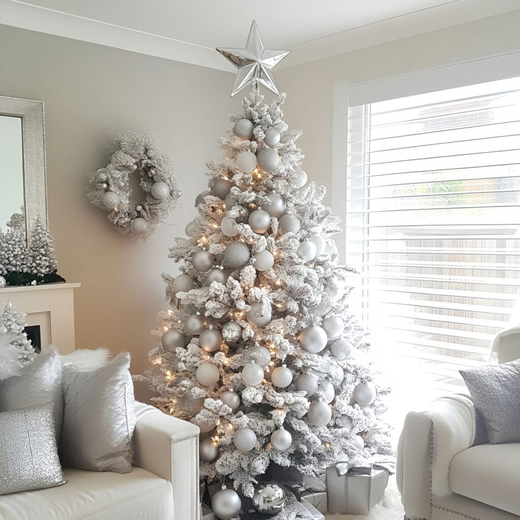 14. Silver Star Tree with Large Striking Topper