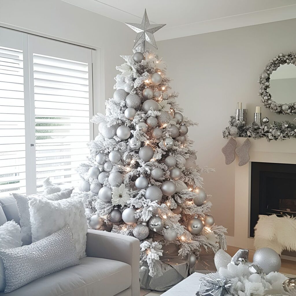 14. Silver Star Tree with Large Striking Topper