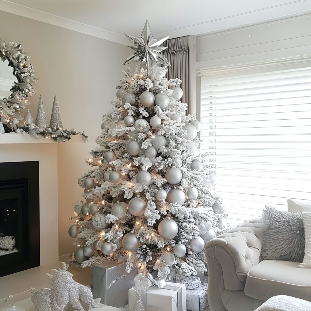 14. Silver Star Tree with Large Striking Topper