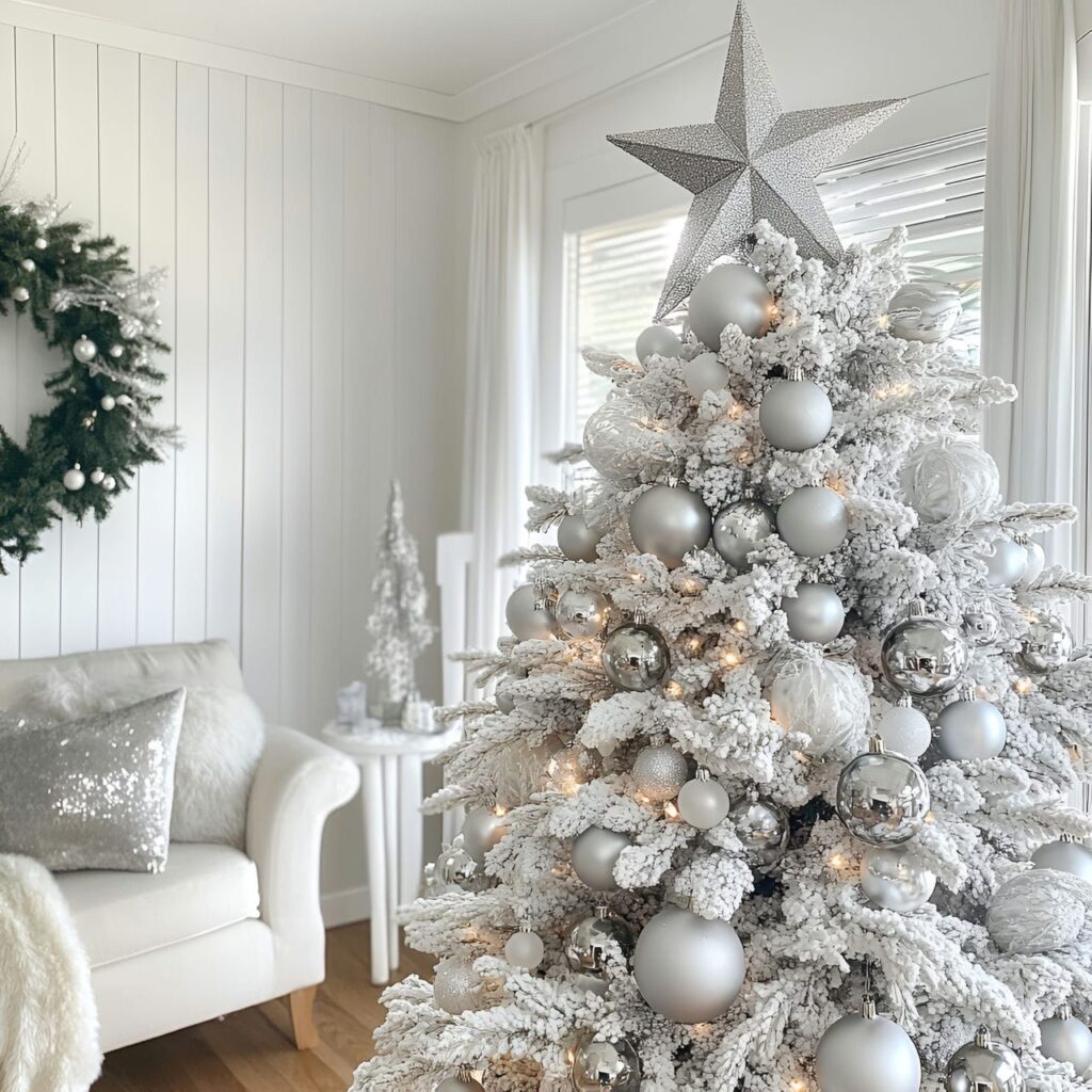 14. Silver Star Tree with Large Striking Topper