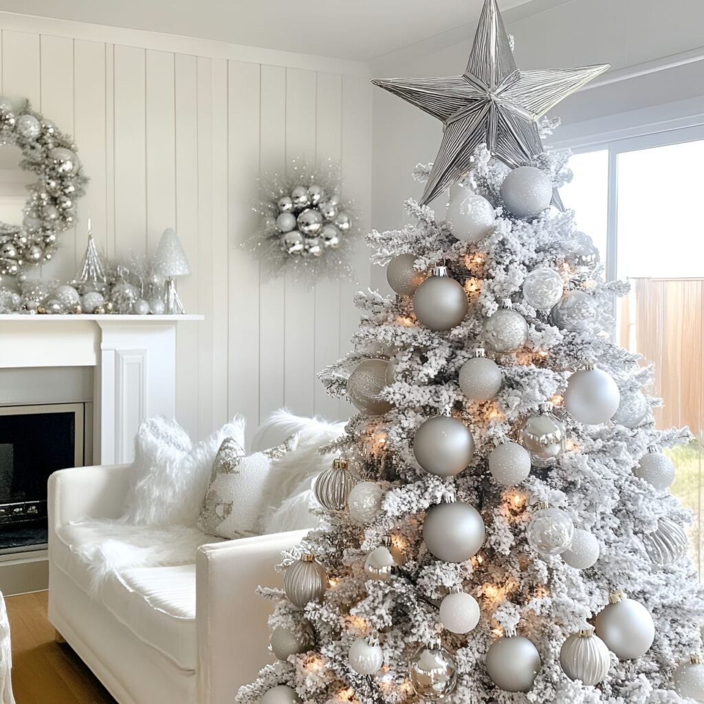 14. Silver Star Tree with Large Striking Topper