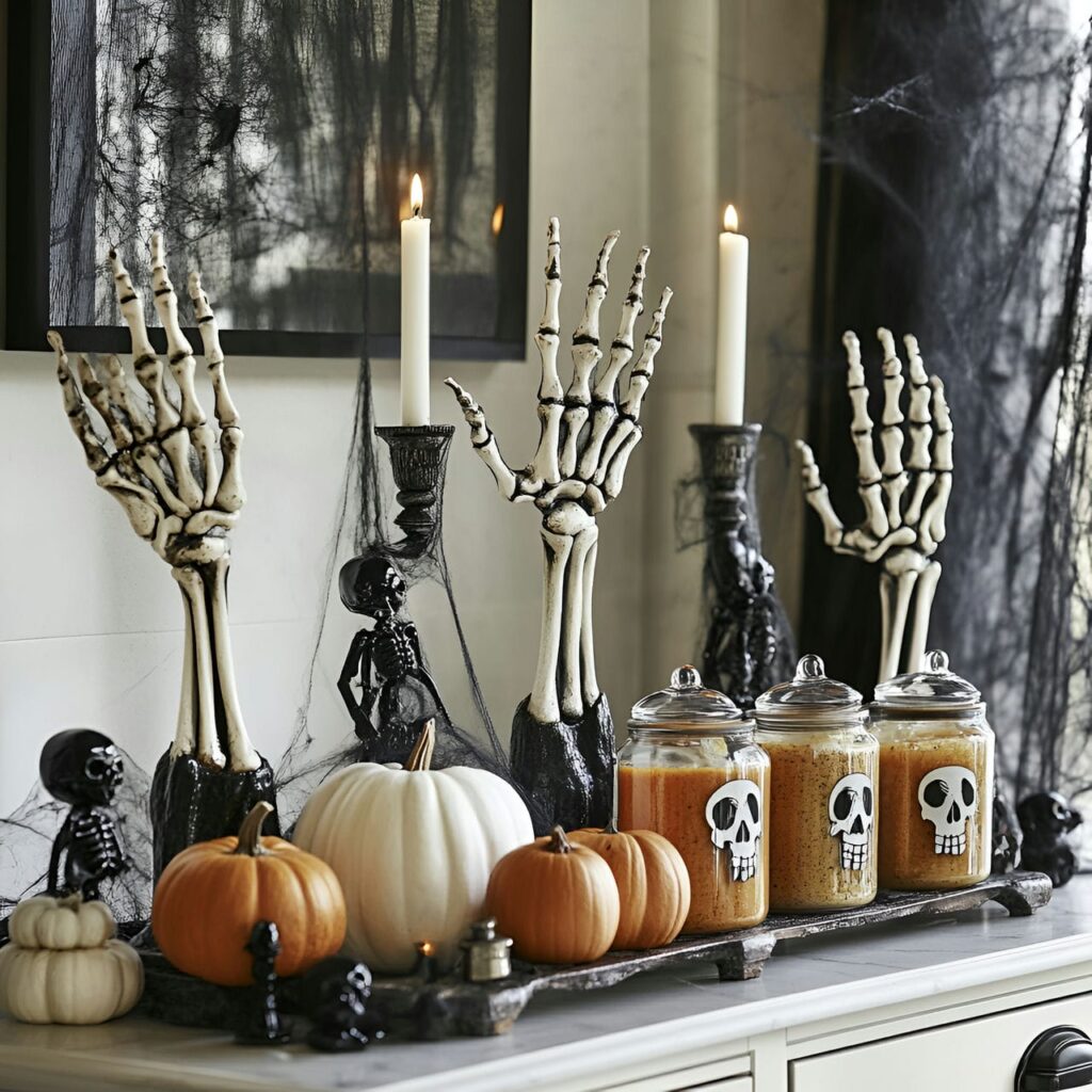 05. Skeleton Hand Condiment Holders in a Modern Kitchen