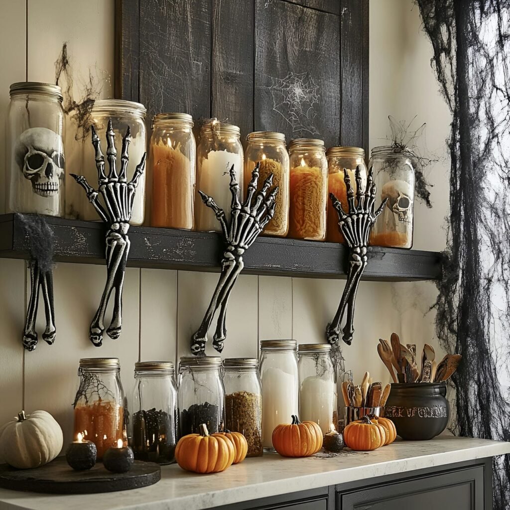 05. Skeleton Hand Condiment Holders in a Modern Kitchen