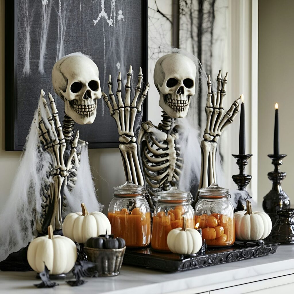 05. Skeleton Hand Condiment Holders in a Modern Kitchen