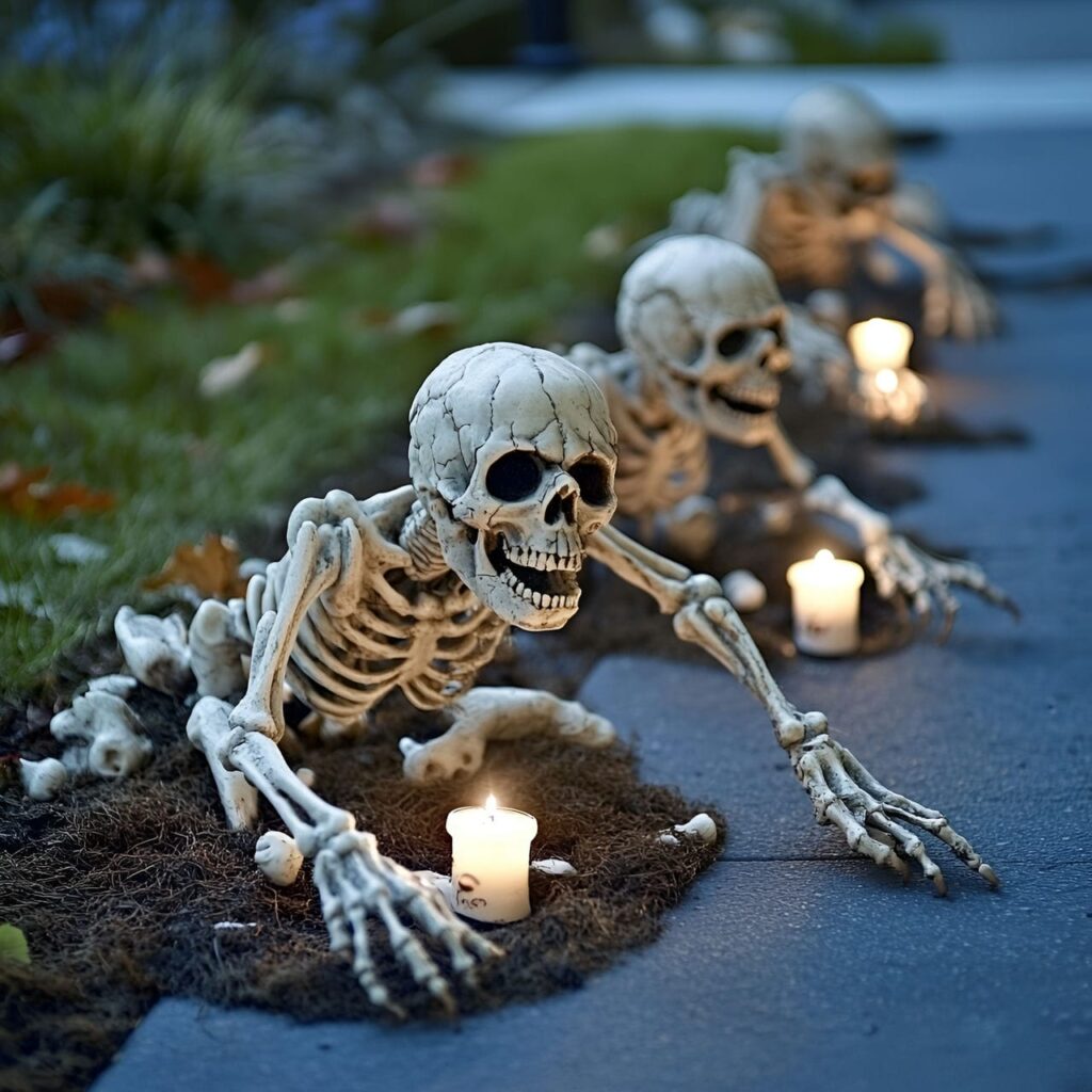 16. Skeleton Hands and Cursed Ground with Flickering LED Candles