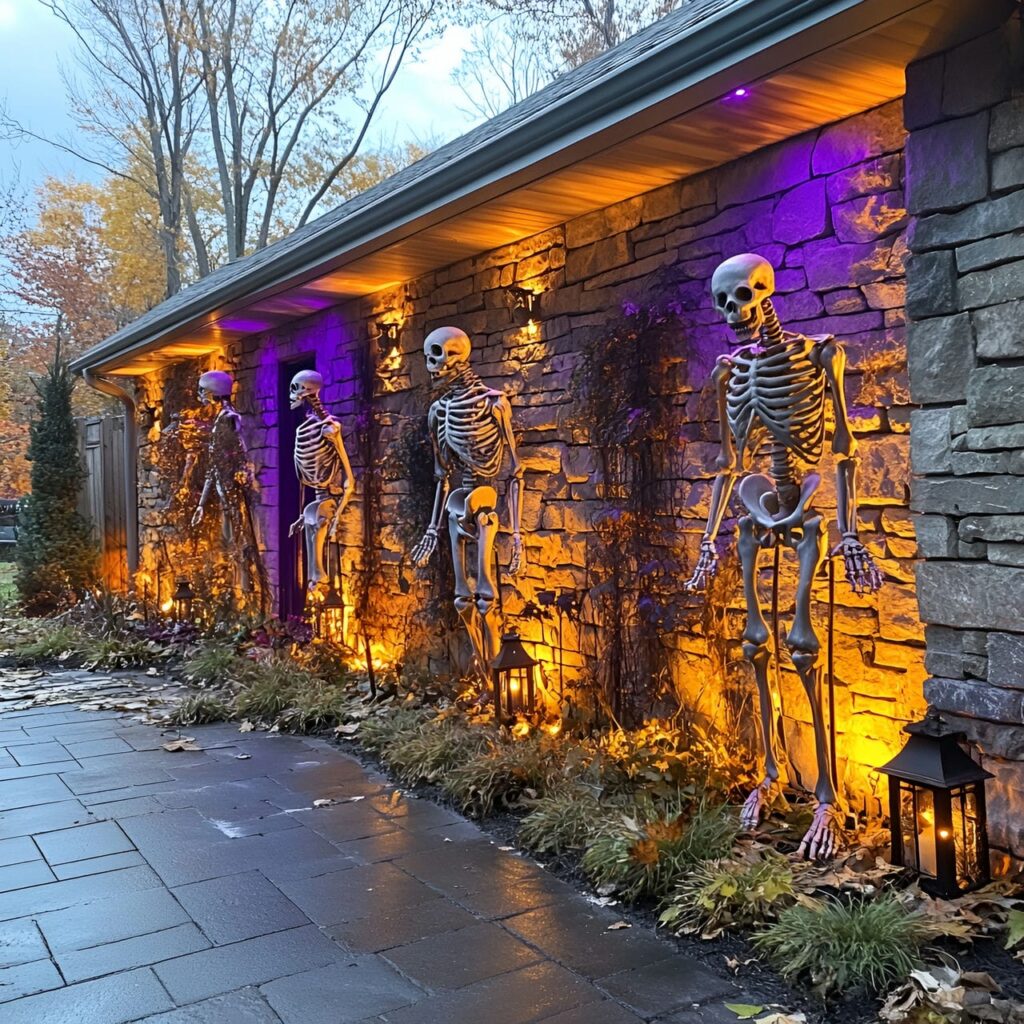 01. Skeleton Army Guarding the Driveway with Eerie Lantern Lights